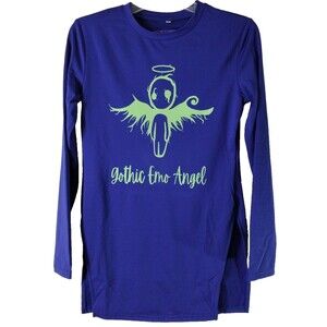 My Gothic Girl Long T-Shirt S Cobalt Blue Long Sleeve Emo Angel Whimsy Gothic